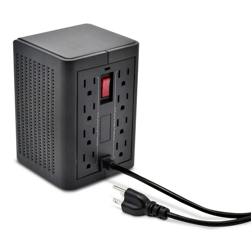 Regulador de Voltaje Barracuda AVR 1300 USB / 8 contactos / 2 USB / 1300 VA / Negro