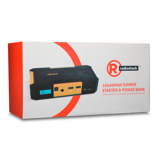 Arrancador Jumper Portátil para Auto con Power Bank RadioShack 2309310 / 16500 mAh / Negro con amarillo